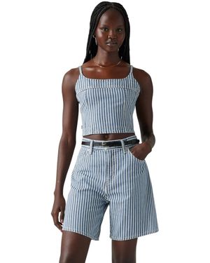 Levi's Jadine Gestreepte, Cropped, Slanke Tanktop (Lichtblauw)