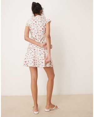 ASOS Satin Flippy Mini Dress With Scallop Trim - Pink