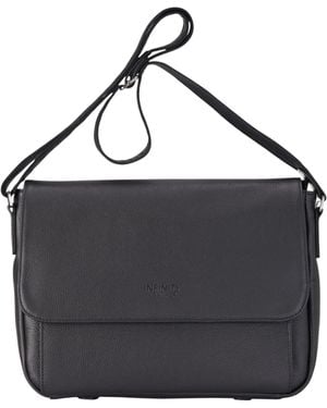 Infinity Leather Genuine Laptop Bag Travel Work Messenger Satchel - Black
