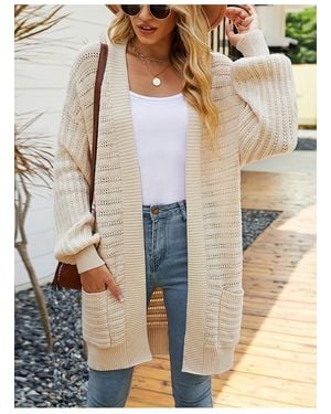 Everyday the Label Open Front Sweater Vest Met Zakken - Wit