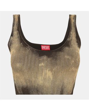 DIESEL Deidra Slim Fit Cropped Lettering Tank - Brown