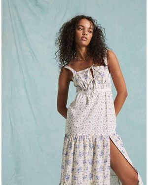 Miss Selfridge Poplin Tiered Lace Trim Maxi Dress - White