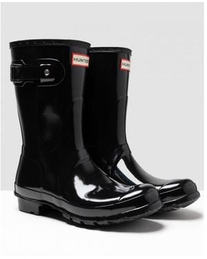 HUNTER Original Short Gloss Ladies Wellingtons - Black