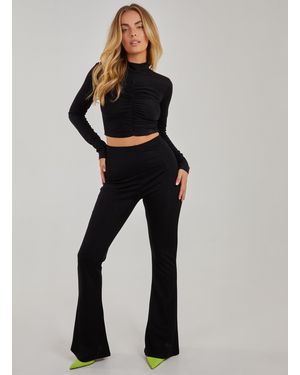 Pink Vanilla Shimmer Flared Trousers - Blue