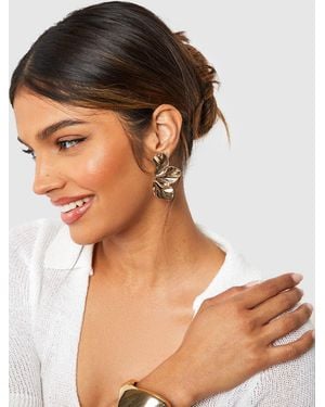 Boohoo Petal Detail Statement Earrings - Brown