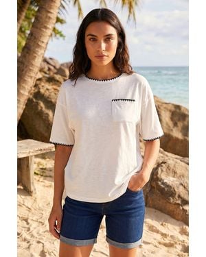 Roman Blanket Stitch Oversized T-Shirt - White