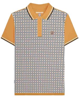 Lambretta Ss24 Houndstooth Polo Shirt Cotton - Blue