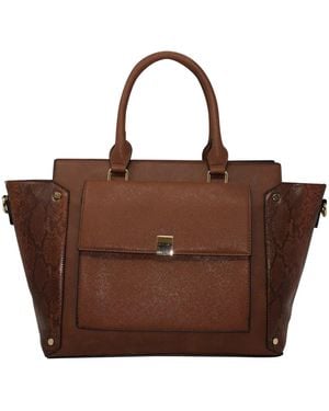 SVNX Front Pocket Tote Bag Snake Print - Brown