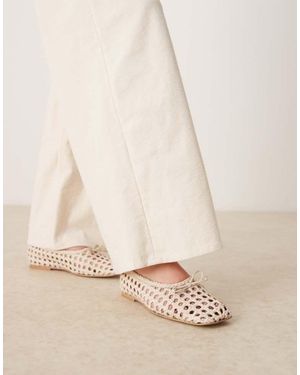 ASOS Lysandra Leather High-Vamp Ballets - Natural