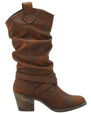 Rocket Dog Ladies Sidestep Mid-Calf Western Boot - Brown