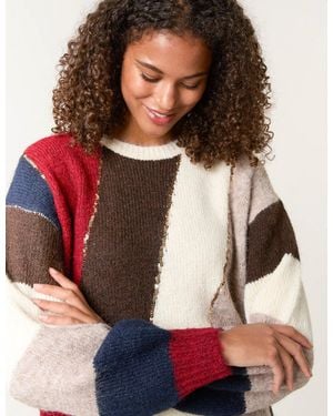 Blue Vanilla Stripe Sequin Detail Jumper - Red