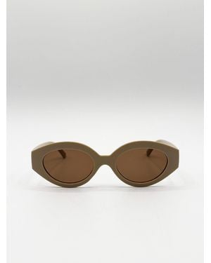 SVNX Retro Small Oval Sunglasses - Natural