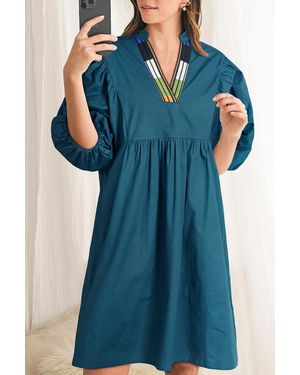 Azura Exchange Mini Dress Vneck 34 Sleeves - Blue
