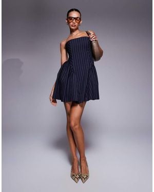 ASOS Pinstripe Bandeau Mini Dress - Blue