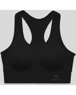 TOMMY LIFE Sleeveless Cropped Fitted Sports Top - Black