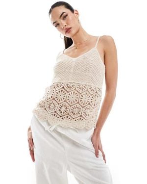 Vila Crochet Mix Cami Top - White