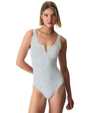 Penti Polka Dot V Underwired Swimsuit - White
