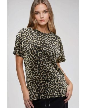 Hiccup Oversized Leopard Print Crew Neck T-Shirt - Brown