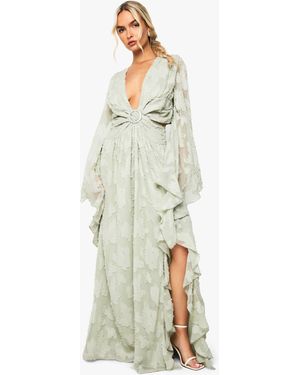 Boohoo Textured Cut Out Maxi Dress - Natural