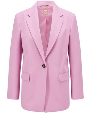 BOSS Solid Patterned Lapel Collared Blazer - Pink
