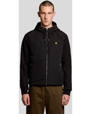 Lyle & Scott Half Raglan Sleeve Panneled Hoodie - Black