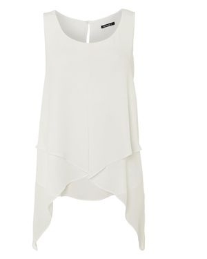 Roman Asymmetric Sleeveless Vest Top - White