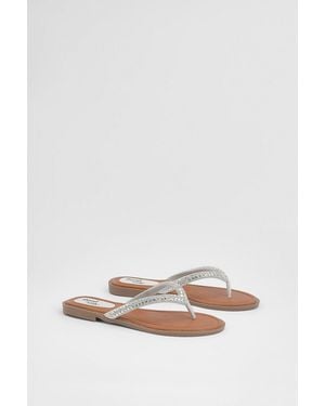Good for the Sole Diamante Comfort Flip Flops - Metallic