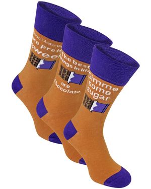 Sock Snob 3 Pairs Novelty Cotton Rich Pun Socks - Blue