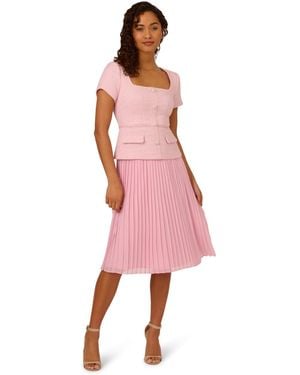 Adrianna Papell Boucle Combo Midi Dress - Pink