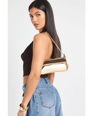 Boohoo Fold Over Mirrored Shoulder Bag - Blue