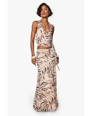 Boohoo Tall Print Maxi Skirt - White