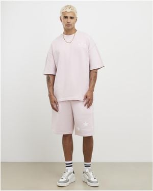 River Island Oversized Fit Lisiere Shorts Cotton - White