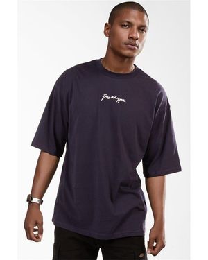 Hype Regular Fit Lettering Crew Neck T-Shirt - Blue