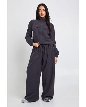 Boohoo Cord Wide Leg Trousers - Blue