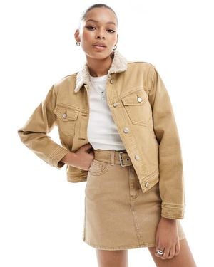 ASOS Denim Borg Jacket - Natural
