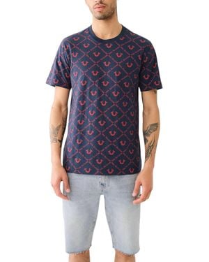 TRUE RELIGION 108050 T Shirts Short Sleeve Dimond Hs Ao Print Summer Tee - Blue