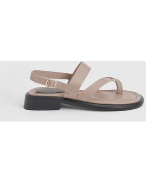 Faith Isabelle Faux Leather Toe Loop Chunky Flat Sandals - White