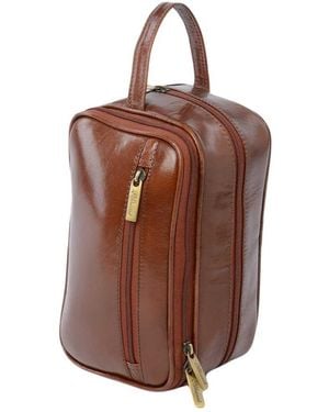 Ashwood Leather 'Viaggio' Real Toiletry Washbag - Brown