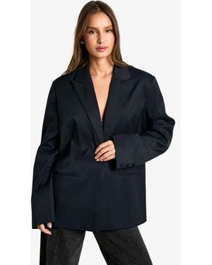 Boohoo Tailored Single Breast Blazer - Blue