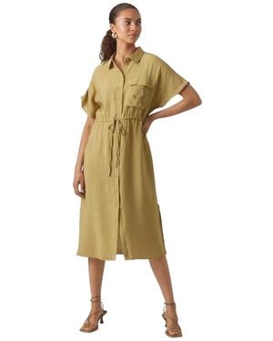 Vero Moda Midi-Shirtjurk Met Kraag Voor (Iris) (Khaki) - Metallic