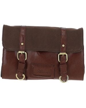 Ashwood Leather Real & Canvas Hanging Toiletry Bag - Brown