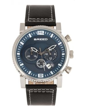 Breed Ryker Chronograph Leather-Band Watch W/Date - Blue