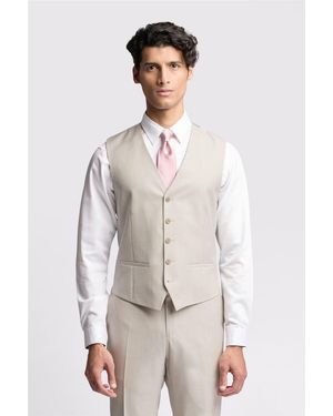 Ted Baker Single Breasted Five Button V-Neck Slim Fit Suit Waistcoat - Natural