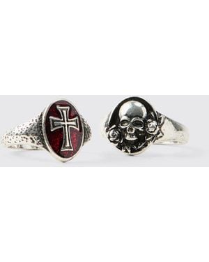 BoohooMAN 2 Pack Gothic Rings - Metallic