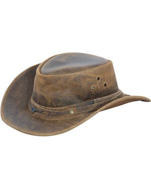 Infinity Leather Cowboy Aussie Real Hat Australian Tan Western Outback Bush Hat - Brown