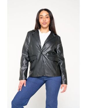 FAWN Nikki Faux Leather Blazer - Black