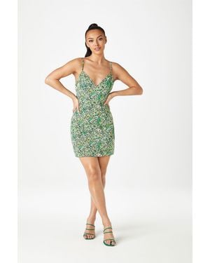Urban Bliss Ditsy Floral Mini Slip Dress - Green