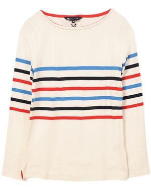 Crew Long Sleeve Striped Cotton Top - White