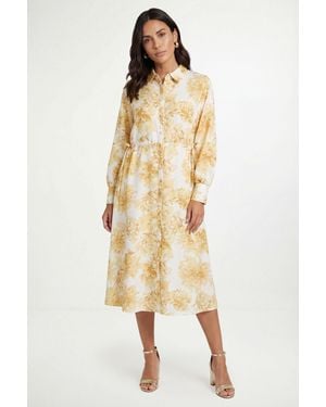 Wallis Petite Floral Drawstring Shirt Dress - Metallic