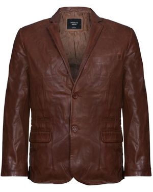 Infinity Leather Jacket Blazer Soft Italian Fitted Coat - Brown